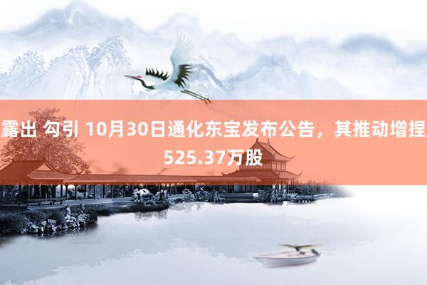 露出 勾引 10月30日通化东宝发布公告,其推动增捏525.37万股