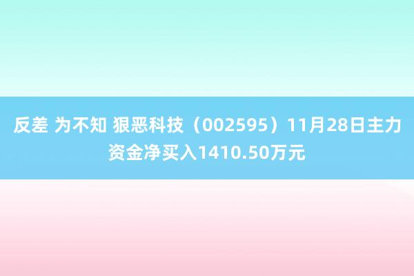 反差 为不知 狠恶科技（002595）11月28日主力资金净买入1410.50万元