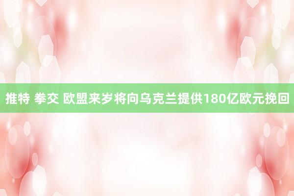 推特 拳交 欧盟来岁将向乌克兰提供180亿欧元挽回