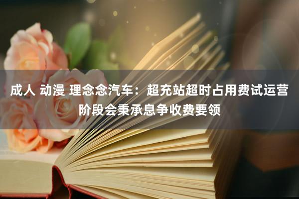 成人 动漫 理念念汽车：超充站超时占用费试运营阶段会秉承息争收费要领