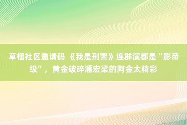 草榴社区邀请码 《我是刑警》连群演都是“影帝级”，黄金破碎潘宏梁的阿金太精彩