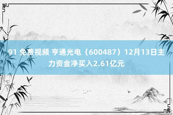 91 免费视频 亨通光电（600487）12月13日主力资金净买入2.61亿元