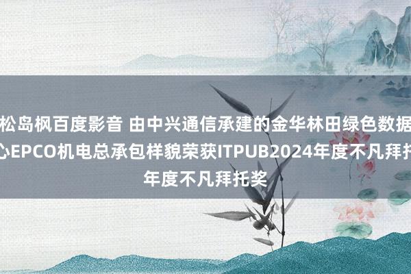 松岛枫百度影音 由中兴通信承建的金华林田绿色数据中心EPCO机电总承包样貌荣获ITPUB2024年度不凡拜托奖