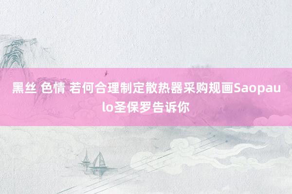黑丝 色情 若何合理制定散热器采购规画Saopaulo圣保罗告诉你