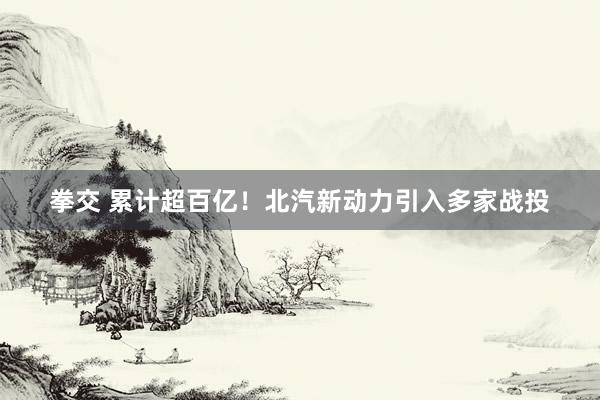拳交 累计超百亿！北汽新动力引入多家战投