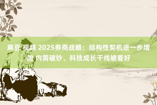 麻豆 视频 2025券商战略：结构性契机进一步增加 内需破钞、科技成长干线被看好