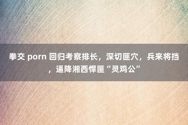 拳交 porn 回归考察排长，深切匪穴，兵来将挡，逼降湘西悍匪“灵鸡公”