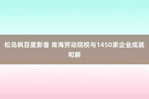 松岛枫百度影音 青海劳动院校与1450家企业成就和解