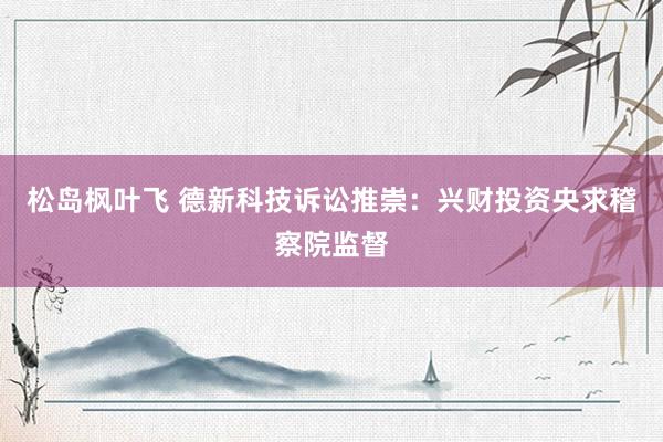 松岛枫叶飞 德新科技诉讼推崇：兴财投资央求稽察院监督