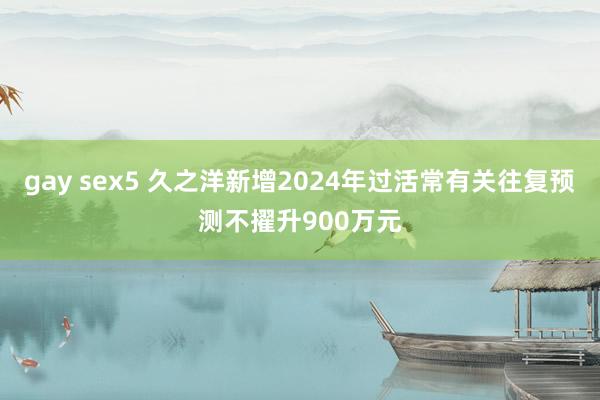 gay sex5 久之洋新增2024年过活常有关往复预测不擢升900万元