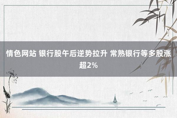 情色网站 银行股午后逆势拉升 常熟银行等多股涨超2%
