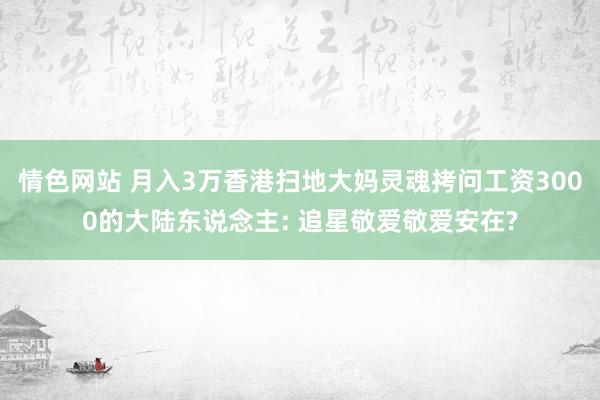 情色网站 月入3万香港扫地大妈灵魂拷问工资3000的大陆东说念主: 追星敬爱敬爱安在?