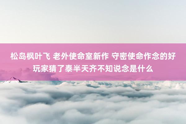 松岛枫叶飞 老外使命室新作 守密使命作念的好玩家猜了泰半天齐不知说念是什么