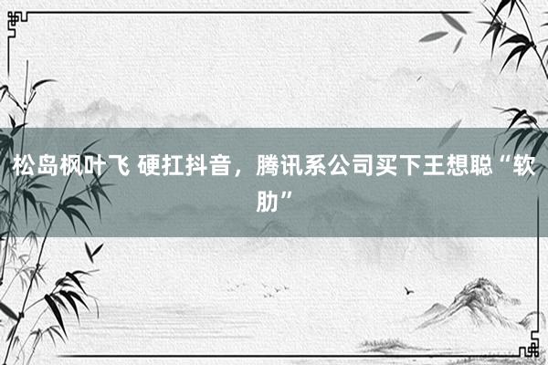 松岛枫叶飞 硬扛抖音，腾讯系公司买下王想聪“软肋”