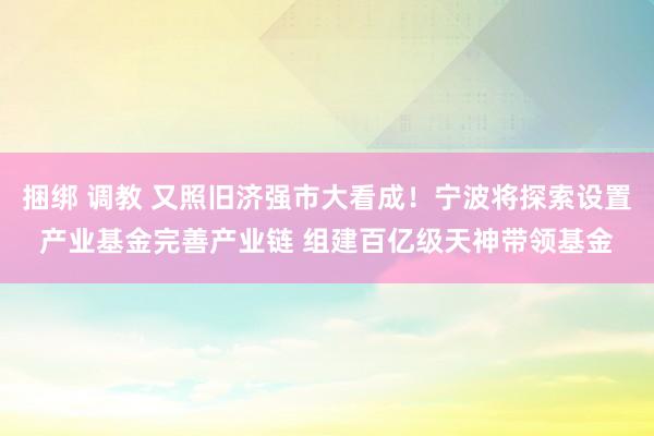 捆绑 调教 又照旧济强市大看成！宁波将探索设置产业基金完善产业链 组建百亿级天神带领基金