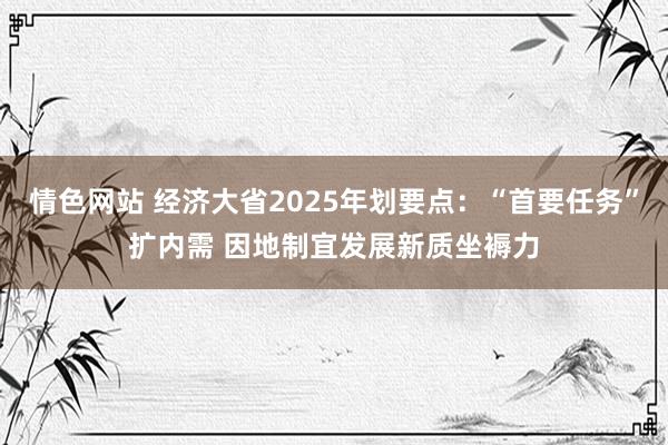 情色网站 经济大省2025年划要点：“首要任务”扩内需 因地制宜发展新质坐褥力
