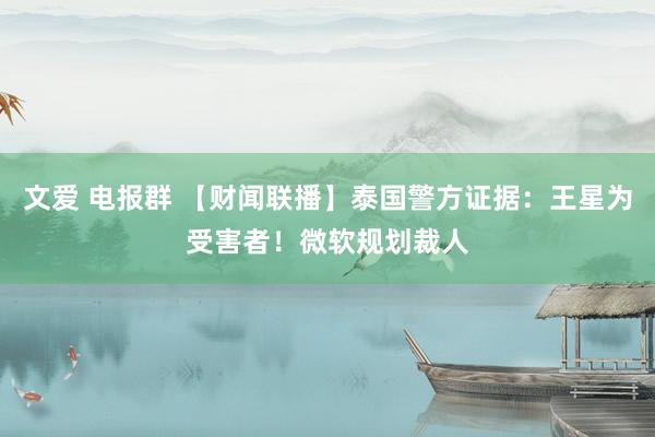 文爱 电报群 【财闻联播】泰国警方证据：王星为受害者！微软规划裁人