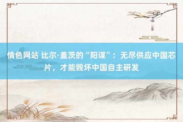情色网站 比尔·盖茨的“阳谋”：无尽供应中国芯片，才能毁坏中国自主研发
