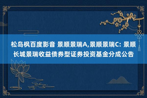 松岛枫百度影音 景顺景瑞A,景顺景瑞C: 景顺长城景瑞收益债券型证券投资基金分成公告