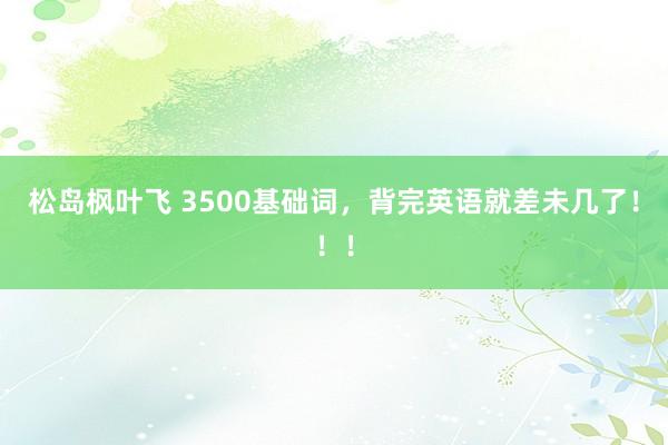 松岛枫叶飞 3500基础词，背完英语就差未几了！！！