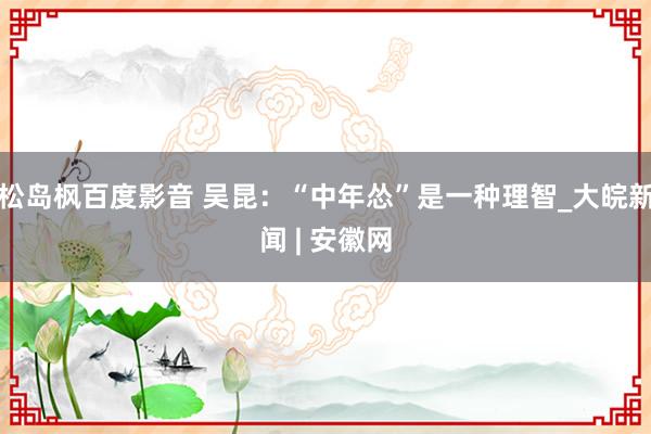 松岛枫百度影音 吴昆：“中年怂”是一种理智_大皖新闻 | 安徽网