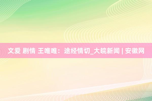 文爱 剧情 王唯唯：途经情切_大皖新闻 | 安徽网