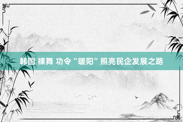 韩国 裸舞 功令“暖阳”照亮民企发展之路