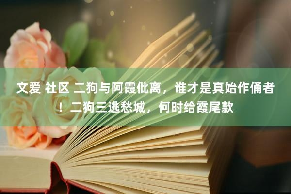 文爱 社区 二狗与阿霞仳离，谁才是真始作俑者！二狗三逃愁城，何时给霞尾款