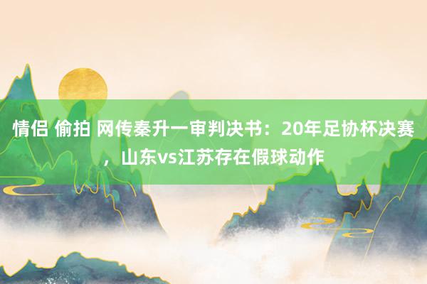 情侣 偷拍 网传秦升一审判决书：20年足协杯决赛，山东vs江苏存在假球动作