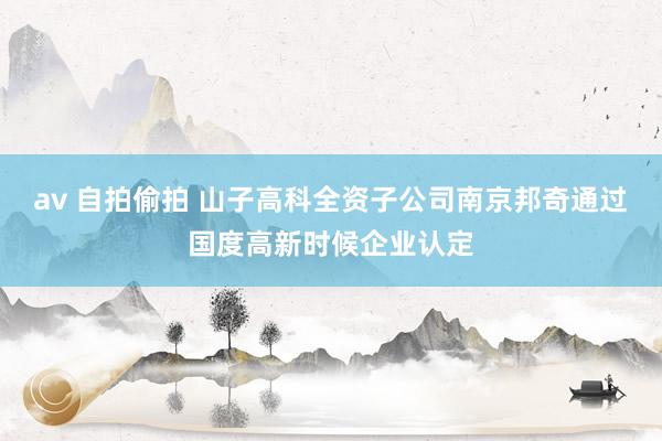 av 自拍偷拍 山子高科全资子公司南京邦奇通过国度高新时候企业认定