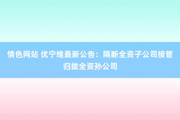 情色网站 优宁维最新公告：隔断全资子公司接管归拢全资孙公司