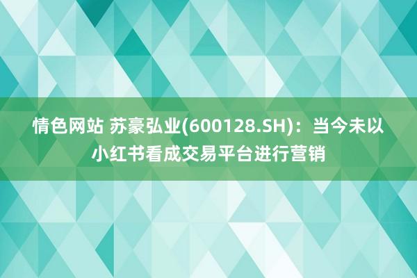 情色网站 苏豪弘业(600128.SH)：当今未以小红书看成交易平台进行营销