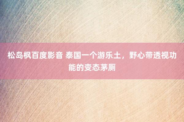 松岛枫百度影音 泰国一个游乐土，野心带透视功能的变态茅厕
