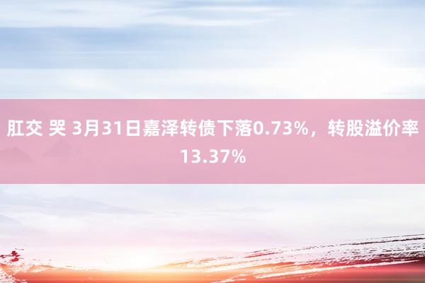 肛交 哭 3月31日嘉泽转债下落0.73%，转股溢价率13.37%