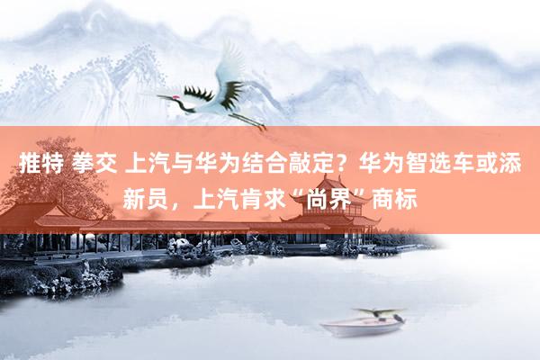 推特 拳交 上汽与华为结合敲定？华为智选车或添新员，上汽肯求“尚界”商标