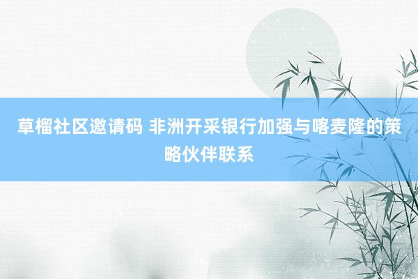 草榴社区邀请码 非洲开采银行加强与喀麦隆的策略伙伴联系