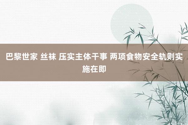 巴黎世家 丝袜 压实主体干事 两项食物安全轨则实施在即