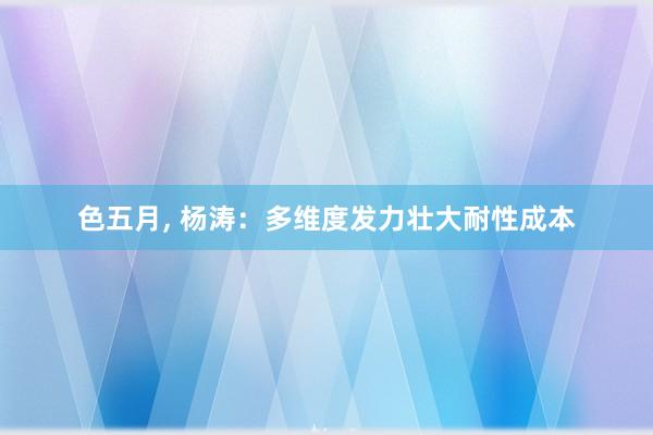 色五月， 杨涛：多维度发力壮大耐性成本