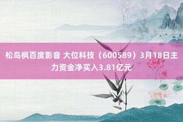 松岛枫百度影音 大位科技（600589）3月18日主力资金净买入3.81亿元