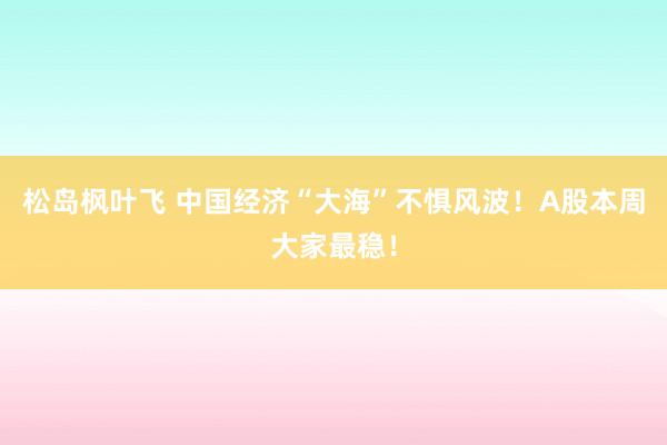 松岛枫叶飞 中国经济“大海”不惧风波！A股本周大家最稳！