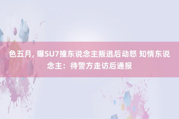 色五月， 曝SU7撞东说念主叛逃后动怒 知情东说念主：待警方走访后通报