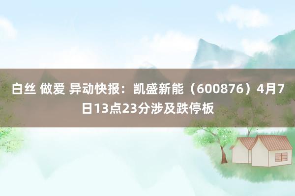 白丝 做爱 异动快报:凯盛新能(600876)4月7日13点23分涉及跌停板