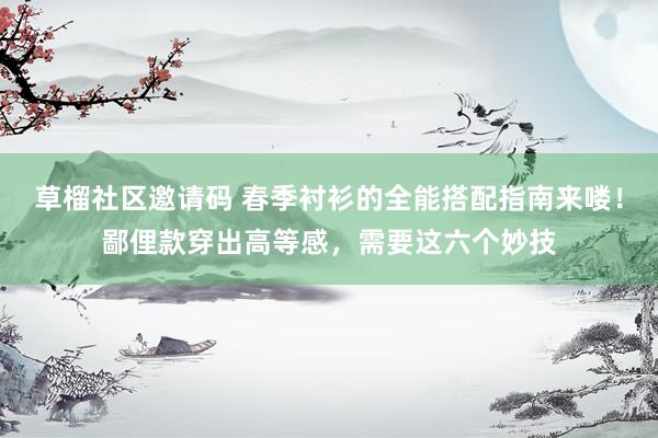 草榴社区邀请码 春季衬衫的全能搭配指南来喽！鄙俚款穿出高等感，需要这六个妙技