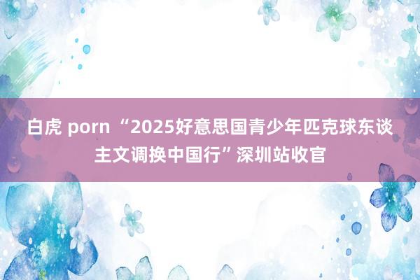 白虎 porn “2025好意思国青少年匹克球东谈主文调换中国行”深圳站收官