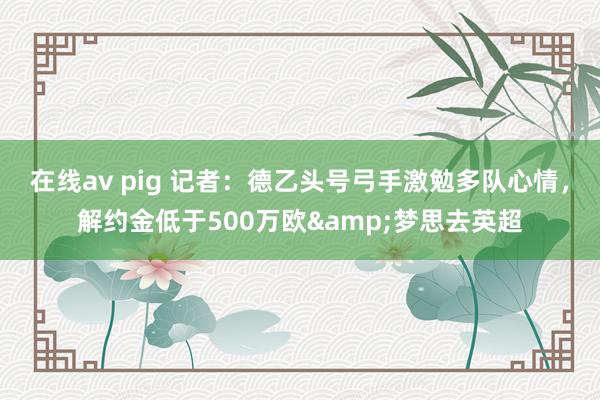 在线av pig 记者:德乙头号弓手激勉多队心情,解约金低于500万欧&梦思去英超