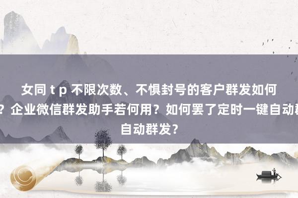 女同 t p 不限次数、不惧封号的客户群发如何作念？企业微信群发助手若何用？如何罢了定时一键自动群发？