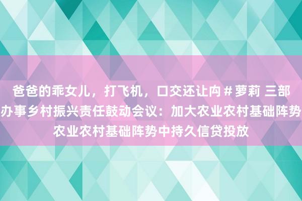 爸爸的乖女儿，打飞机，口交还让禸＃萝莉 三部门集结召开金融办事乡村振兴责任鼓动会议：加大农业农村基础阵势中持久信贷投放