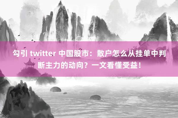勾引 twitter 中国股市：散户怎么从挂单中判断主力的动向？一文看懂受益！