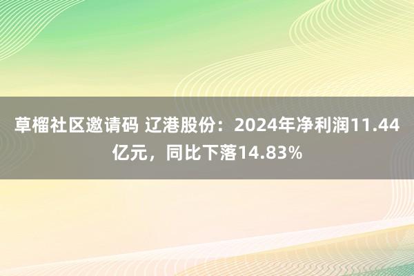 草榴社区邀请码 辽港股份：2024年净利润11.44亿元，同比下落14.83%