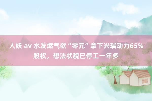 人妖 av 水发燃气欲“零元”拿下兴瑞动力65%股权，想法状貌已停工一年多